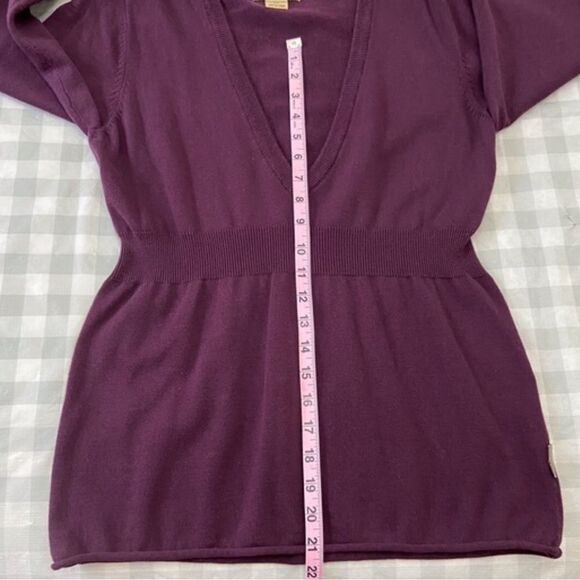 WOOLRICH knit sweater cotton blend knit burgundy/dark wineberry Vneck size small - Picture 10 of 13